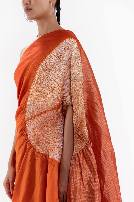 Buy Studio Medium Orange Silk Shibori Pattern Saree With Running Blouse Online at Aza Fashions Buy_Studio Medium_Orange Silk Shibori Pattern Saree With Running Blouse_Online_at_Aza_Fashions