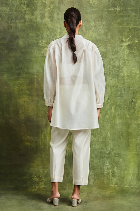 Sue Mue Aaima Daisy Embroidered Shirt & Pant Set 