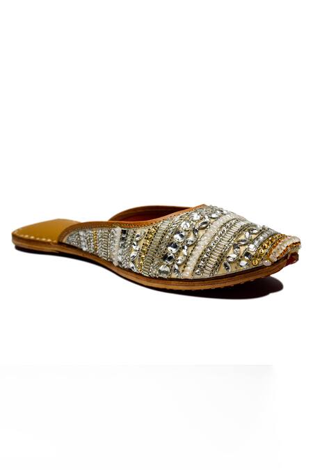 Yassio Gold Ariana Embroidered Mules Online at Aza Fashions Yassio_Gold Ariana Embroidered Mules _Online_at_Aza_Fashions