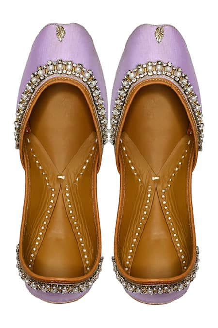 Yassio_Purple Athena Embroidered Juttis_Online_at_Aza_Fashions