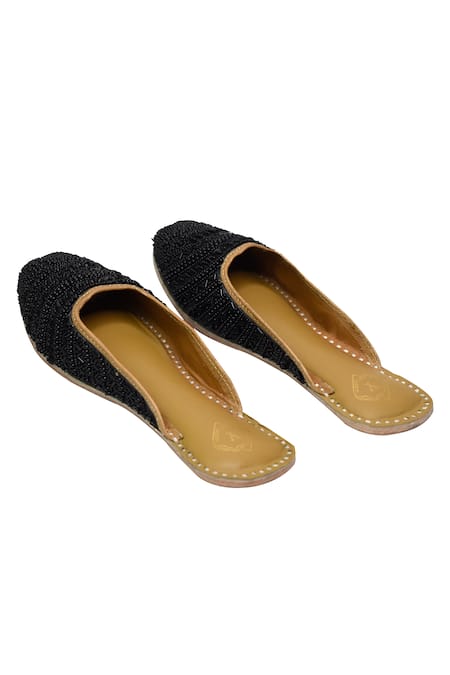 Yassio_Black Daaina Embroidered Mules_Online_at_Aza_Fashions