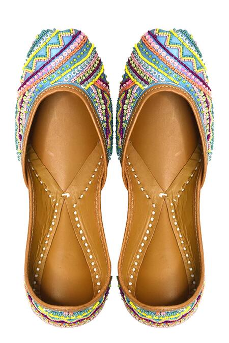 Buy Yassio Blue Helen Sequin And Bead Embroidered Juttis Online at Aza Fashions Buy_Yassio_Blue Helen Sequin And Bead Embroidered Juttis _Online_at_Aza_Fashions
