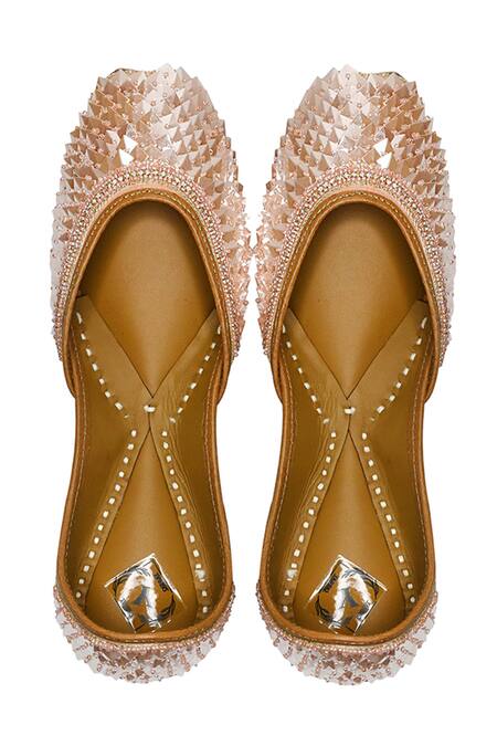 Buy Yassio Pink Navya Crystal Embroidered Juttis Online at Aza Fashions Buy_Yassio_Pink Navya Crystal Embroidered Juttis _Online_at_Aza_Fashions