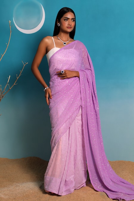 Paaprika Mukaish Embroidered Saree 