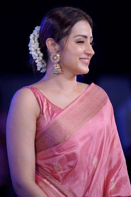 Paaprika_Pink Silk Embroidery Ganda Berunda Motif Pattern Saree_Online_at_Aza_Fashions