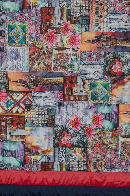 Shop_Cocobee_Blue Cotton Print Digital Bedsheet Set _at_Aza_Fashions