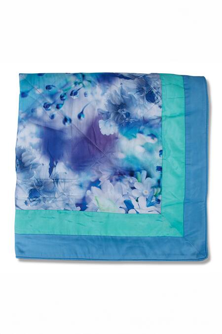 Cocobee_Blue Cotton Print Digital Bedsheet Set _Online_at_Aza_Fashions