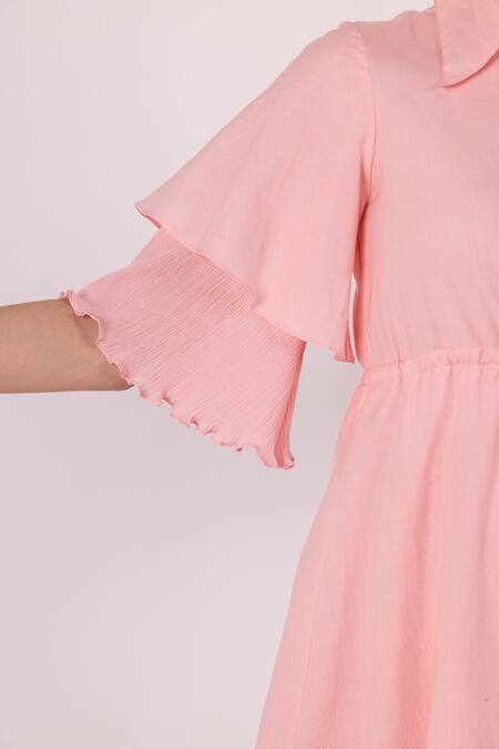 Shop Shimona Pink Satin, Satin, Tassels Shawl Neck, Orchid Solid Tiered Dress Online at Aza Fashions Shop_Shimona_Pink Satin, Satin, Tassels Shawl Neck, Orchid Solid Tiered Dress _Online_at_Aza_Fashions