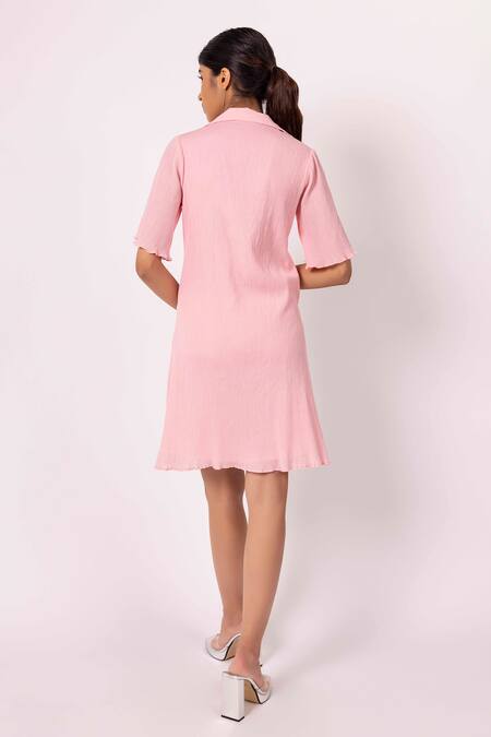 Shop Shimona Pink Seer Sucker Orchid Solid Dress at Aza Fashions Shop_Shimona_Pink Seer Sucker Orchid Solid Dress_at_Aza_Fashions