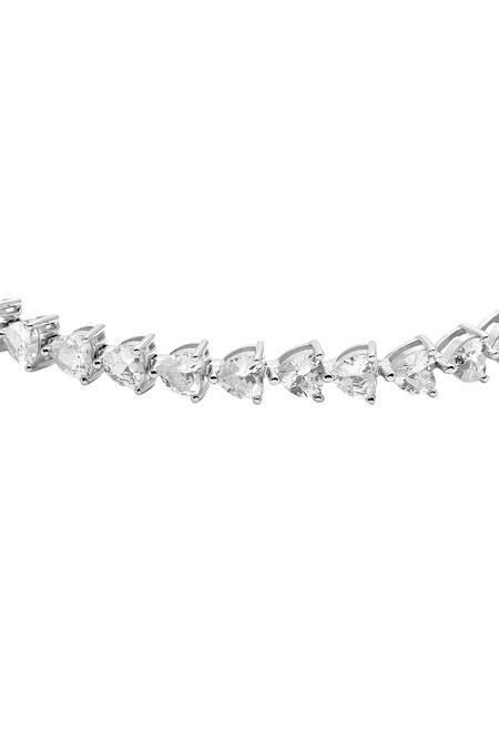 Buy Silver Plated Crystals Zirconia Heart Shaped Bracelet by Curio