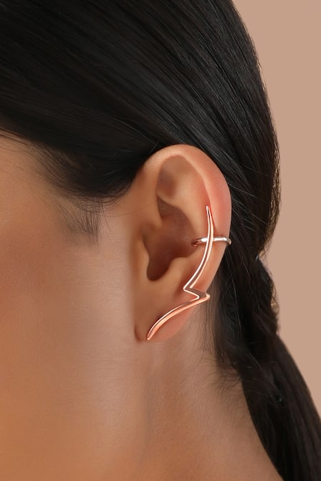Curio Cottage_Pink Thunder Bolt Shaped Ear Cuff_Online_at_Aza_Fashions
