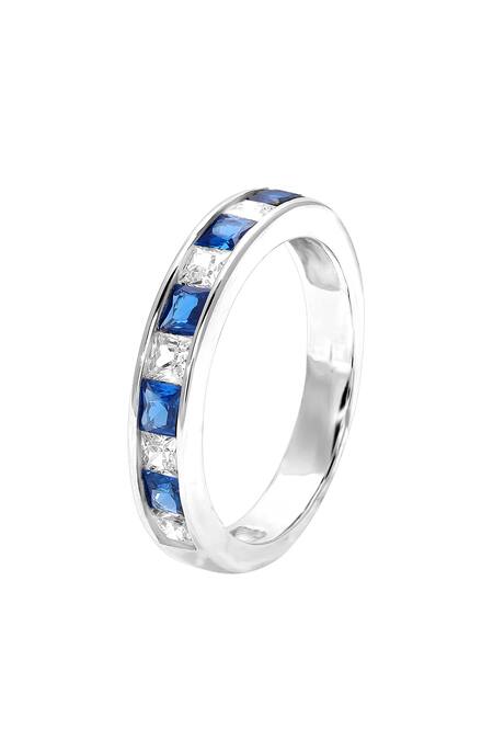 Buy_Curio Cottage_Silver Plated Imitation Diamonds Roman Crystal Embellished Ring_Online_at_Aza_Fashions