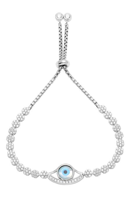 Curio Cottage_Silver Plated Embellished Stone Bracelet_Online_at_Aza_Fashions