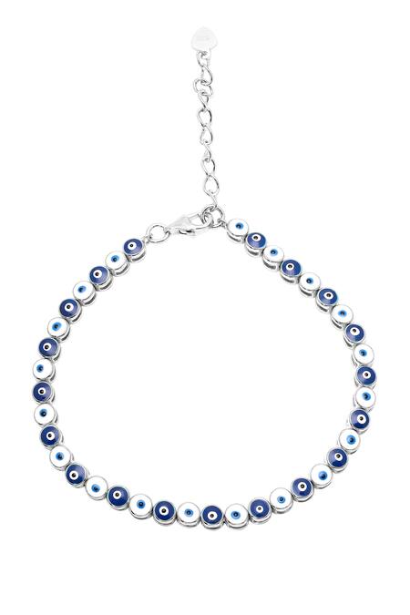 Curio Cottage Silver Plated Crystals Tranquil Eyelet Enamelled Bracelet Online at Aza Fashions Curio Cottage_Silver Plated Crystals Tranquil Eyelet Enamelled Bracelet_Online_at_Aza_Fashions