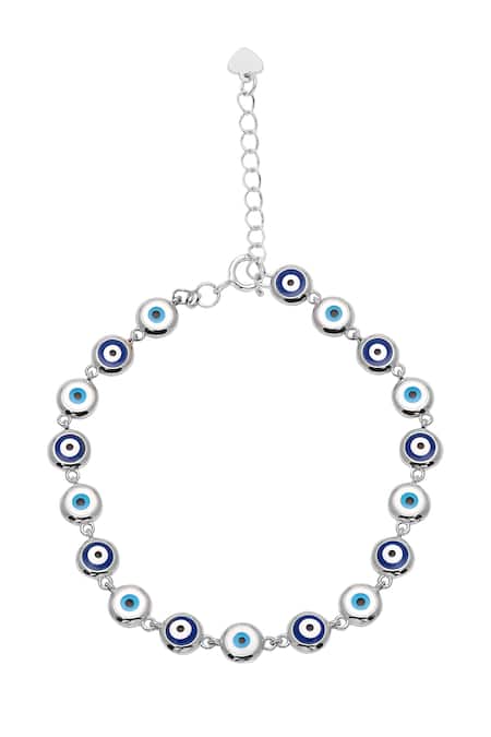 Curio Cottage_Silver Plated Elegance Evil Eye Enamelled Bracelet_Online_at_Aza_Fashions