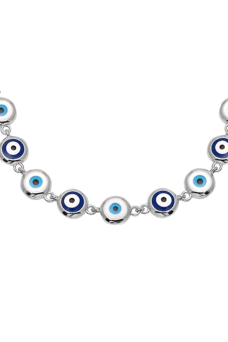 Buy_Curio Cottage_Silver Plated Elegance Evil Eye Enamelled Bracelet_Online_at_Aza_Fashions