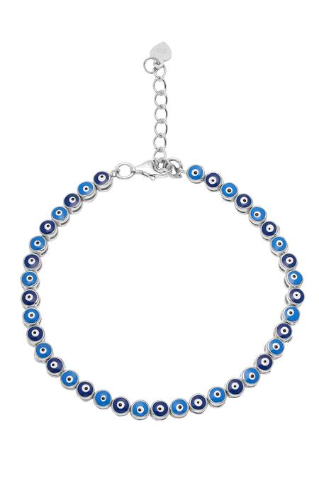 Curio Cottage_Silver Plated Charms Of Evil Eye Enamelled Bracelet_Online_at_Aza_Fashions