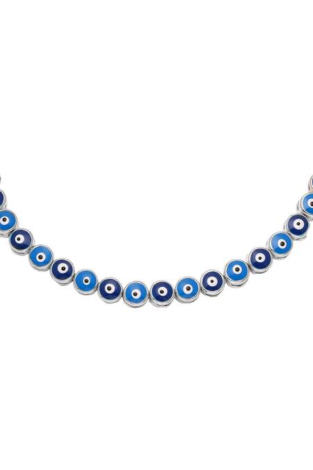 Buy_Curio Cottage_Silver Plated Charms Of Evil Eye Enamelled Bracelet_Online_at_Aza_Fashions