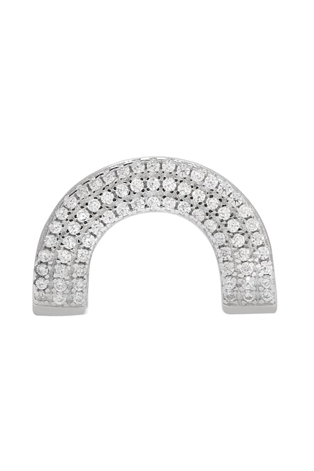 Curio Cottage_Silver Plated Crystals Arc Shaped Studded Ear Cuffs_Online_at_Aza_Fashions