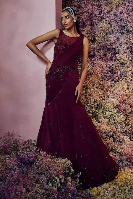 Simple Modest Burgundy Short Sleeve Prom Party Dress Long Formal Gown –  FloraShe