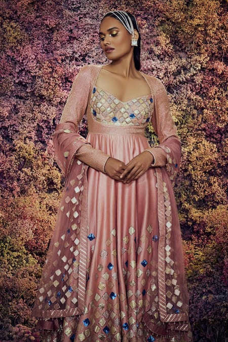 Buy Shilpi Gupta Pink Ishaya Embroidered Anarkali With Dupatta Online at Aza Fashions Buy_Shilpi Gupta_Pink Ishaya Embroidered Anarkali With Dupatta _Online_at_Aza_Fashions