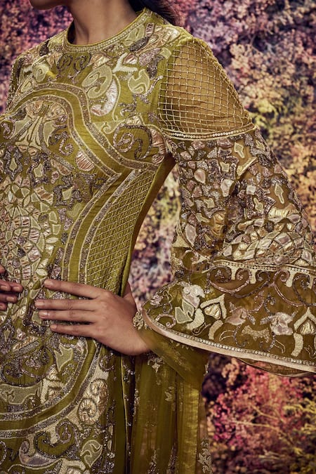 Shop Shilpi Gupta Green Mehal Embroidered Kurta Sharara Set Online at Aza Fashions Shop_Shilpi Gupta_Green Mehal Embroidered Kurta Sharara Set _Online_at_Aza_Fashions