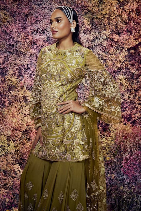 Shilpi Gupta Green Mehal Embroidered Kurta Sharara Set at Aza Fashions Shilpi Gupta_Green Mehal Embroidered Kurta Sharara Set _at_Aza_Fashions