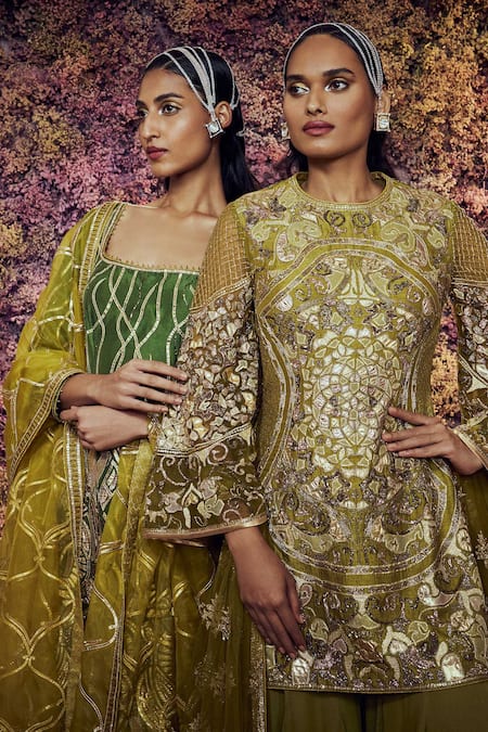 Shilpi Gupta_Green Tantra Embroidered Kurta Sharara Set _Online_at_Aza_Fashions