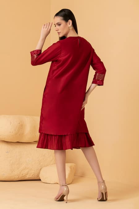 Divi By Sonal Khandelwal Chanderi Embroidered Layered Dress 