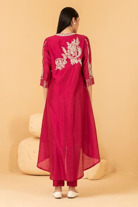 Divi By Sonal Khandelwal Embroidered Asymmetric Tunic & Pant Set 