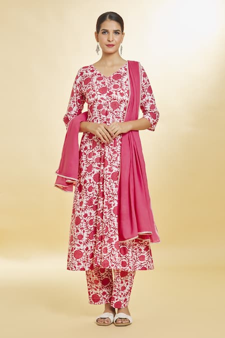 Samyukta Singhania Flower Print Anarkali Palazzo Set 