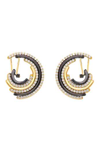 Shop Isharya Multi Color Crystals Stan Arc Stone Studded Earrings at Aza Fashions Shop_Isharya_Multi Color Crystals Stan Arc Stone Studded Earrings_at_Aza_Fashions