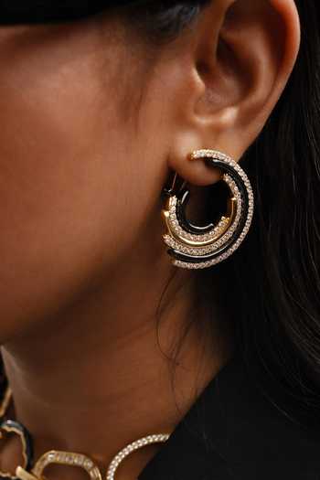 Isharya Multi Color Crystals Stan Arc Stone Studded Earrings at Aza Fashions Isharya_Multi Color Crystals Stan Arc Stone Studded Earrings_at_Aza_Fashions