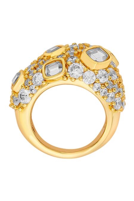 Isharya Gold Plated Crystals, Mirrors Stan Baroque Ring - Single Pc Online at Aza Fashions Isharya_Gold Plated Crystals, Mirrors Stan Baroque Ring - Single Pc_Online_at_Aza_Fashions