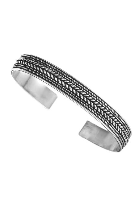 Noor_Silver Plated Antique Handmade Cuff Bangle_Online_at_Aza_Fashions