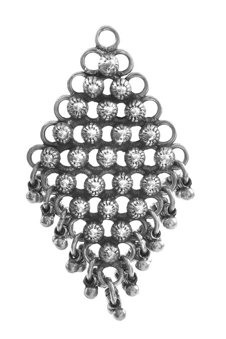 Noor_Silver Plated Gota Patti Antique Ghunghroo Earrings_Online_at_Aza_Fashions