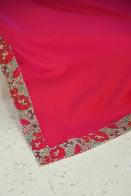 NUHH Pink Silk, Polyester Embroidery Scoop Neck Plain Kurta Flared Pant Set at Aza Fashions NUHH_Pink Silk, Polyester Embroidery Scoop Neck Plain Kurta Flared Pant Set _at_Aza_Fashions