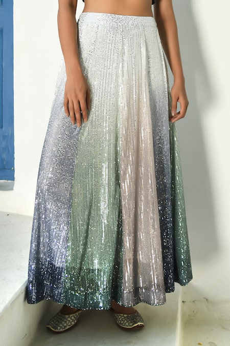 Nuhh_Multi Color Sequence Georgette Embellished Sequin Lehenga _Online_at_Aza_Fashions