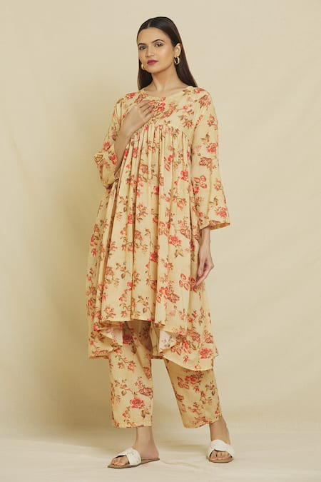 Samyukta Singhania Floral Print Kaftan Kurta & Pant Set 