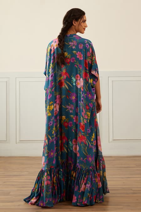 House Of Pink Floral Print Cape Sharara Set 