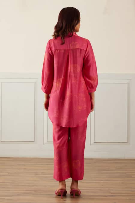House Of Pink Floral Print Shirt & Pant Co-ord Set 