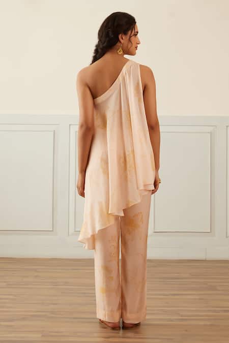 House Of Pink Floral Print One Shoulder Top & Pant Set 