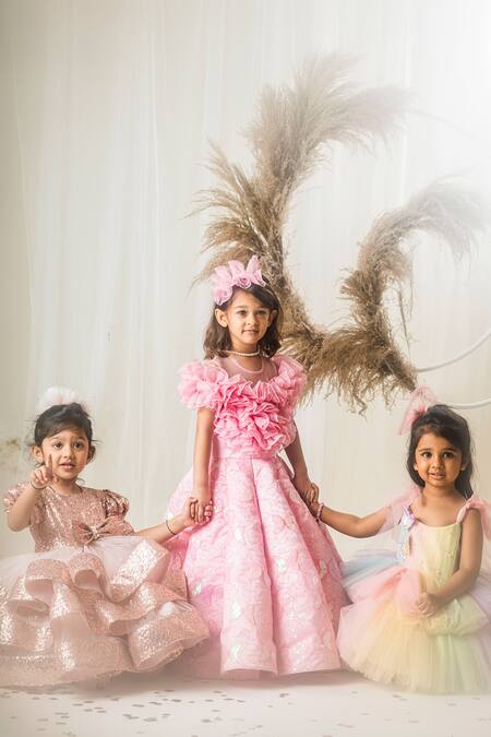 FancyDressWale princess gown for girls beautiful party dress- Pink wit –  fancydresswale.com