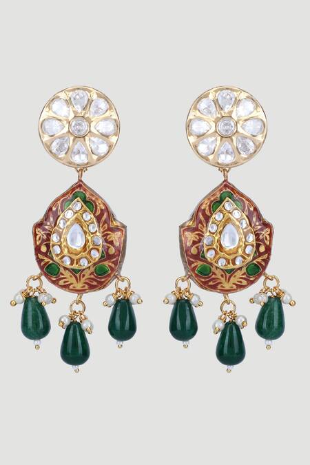 Shop_Auraa Trends_Red Beads, Stones And Embellished Necklace Set _Online_at_Aza_Fashions