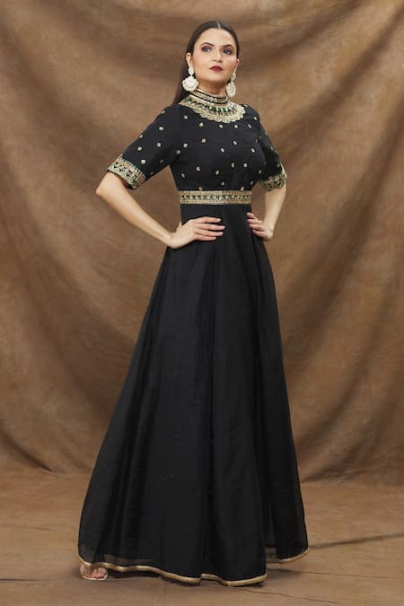 Shafnufab Georgette Anarkali Gown Collection In Black Colour – Shafnu Fab