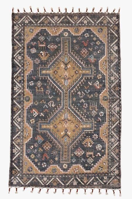 Buy Gharghar Black Cotton Printed Seri Rug at Aza Fashions Buy_Gharghar_Black Cotton Printed Seri Rug_at_Aza_Fashions