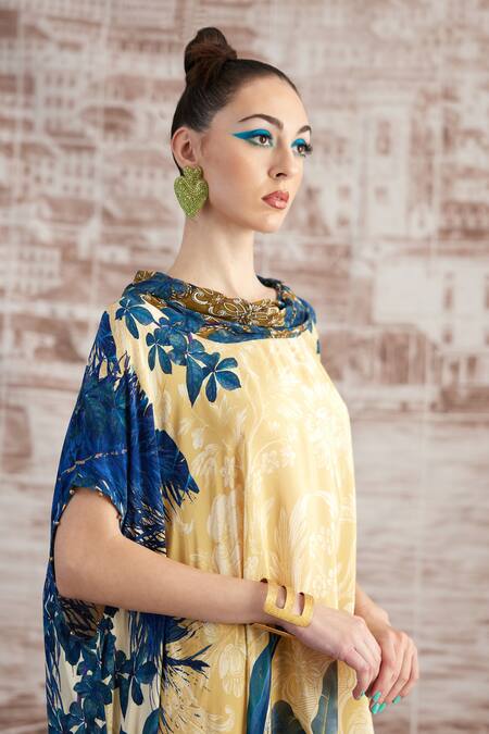 Shop Rajdeep Ranawat Yellow Silk Cowl Neck Vagator Lavanya Draped Tunic And Dhoti Pant Set Online at Aza Fashions Shop_Rajdeep Ranawat_Yellow Silk Cowl Neck Vagator Lavanya Draped Tunic And Dhoti Pant Set_Online_at_Aza_Fashions