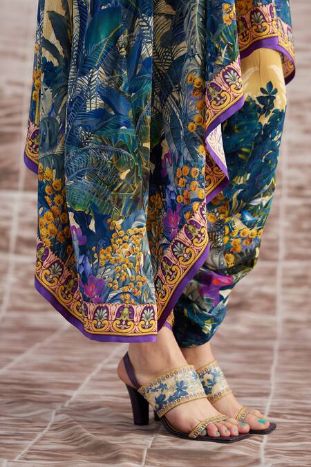 Rajdeep Ranawat Yellow Silk Cowl Neck Vagator Lavanya Draped Tunic And Dhoti Pant Set at Aza Fashions Rajdeep Ranawat_Yellow Silk Cowl Neck Vagator Lavanya Draped Tunic And Dhoti Pant Set_at_Aza_Fashions