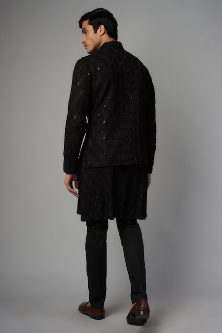 Rabani & Rakha Chikankari Embroidered Bundi Kurta Set 