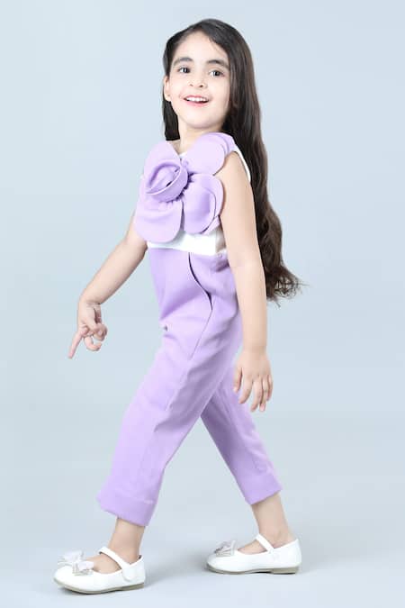 Shop_The Little Celebs_Purple Crepe Applique Colour Block Jumpsuit _Online_at_Aza_Fashions
